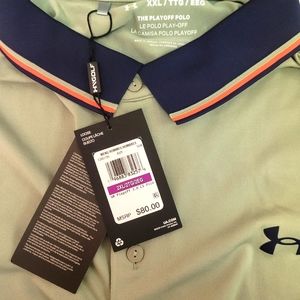 NWT Under Armour UA long sleeve polo golf performance XXL grove green.